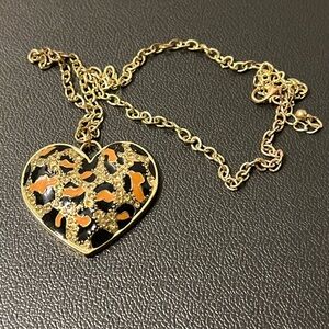 Betsey Johnson Leopard Heart Pendant Necklace